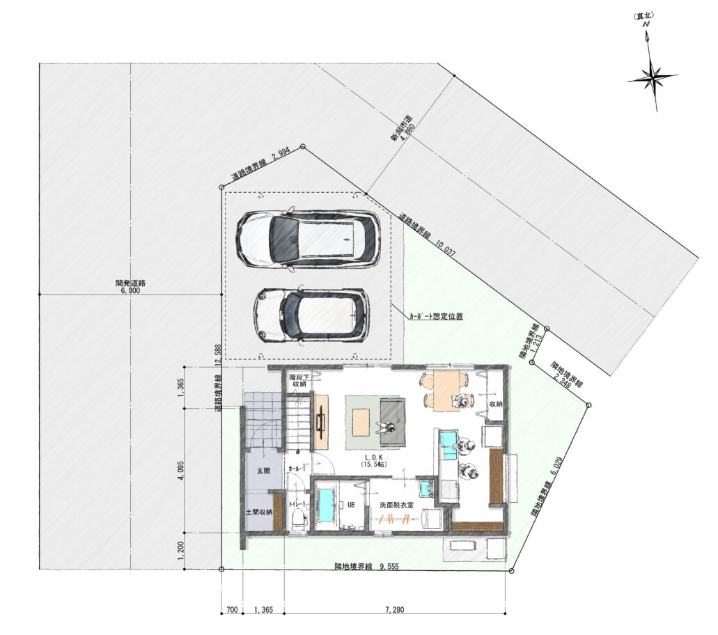 区画7　建物　1階　配置図